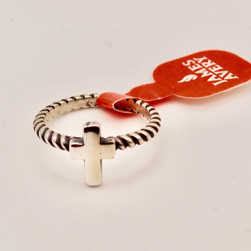 NEW Retired James Avery Ring Twisted Wire Cross Ring 8 Sterling Silver Stackable